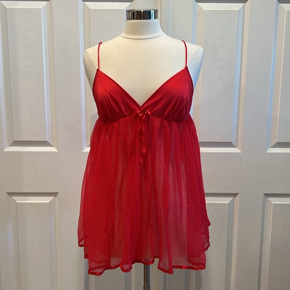 Vintage Adonna 80s Red Chemise Babydoll Nightie - Picture 9 of 9